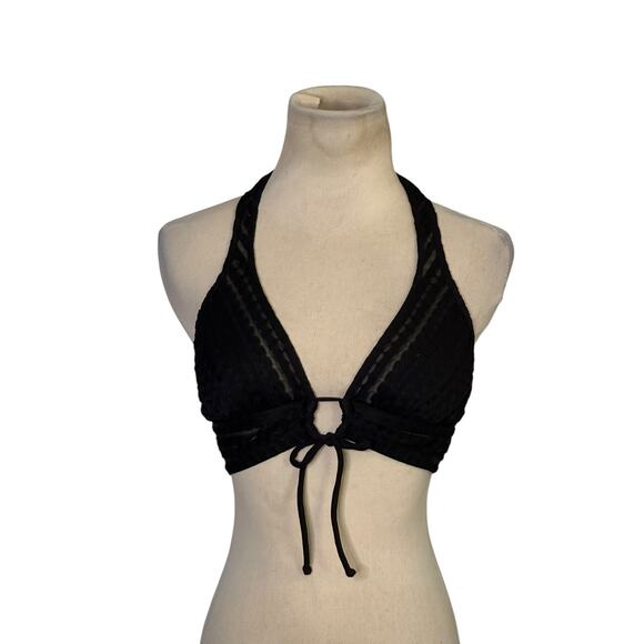 Robin Piccone Carly Lace Halter Bikini Top in Black Size XS - Picture 8 of 14